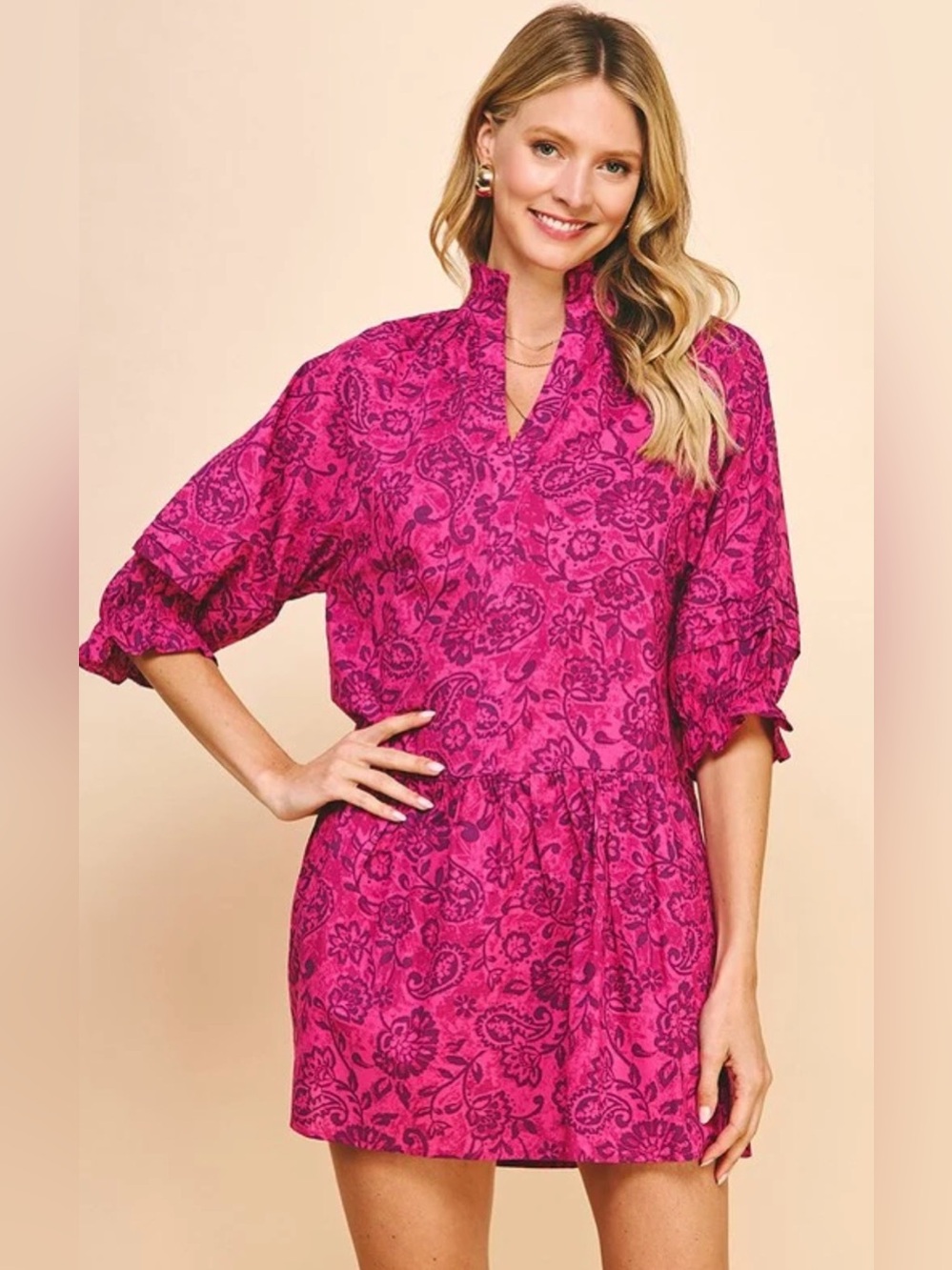 Pinch Fuchsia Floral Paisley Dress - M